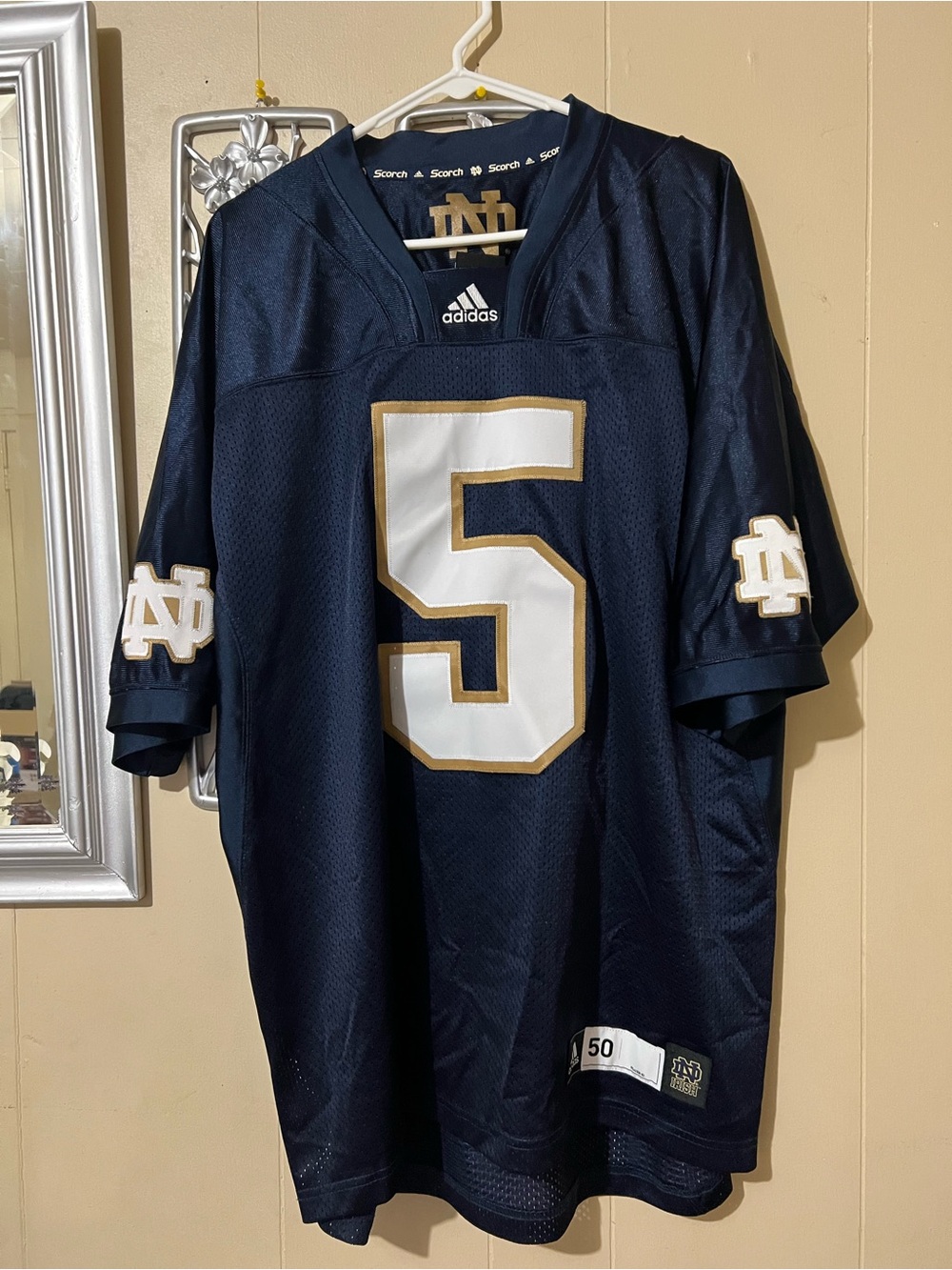 adidas Navy Football Jersey with White & Gold #5